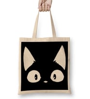 Beyaz Kedi Siyah Kötü Cats Bez Çanta Uzun Saplı
