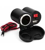 Motosiklet ve Elektrikli Bisiklet Çakmaklık Soketi USB Şarj Girişi – 12V-24V, 5V 2A USB Çıkış, Açma Kapama Anahtarlı, 130 cm Kablolu, Gidon Montajlı