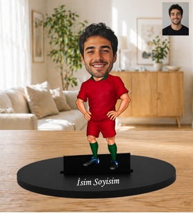 Kişiye Özel Fotoğraflı Sporcu Biblosu Erkeğe Hediye Kişiye Özel Halı Saha Temalı Karikatür Biblo