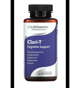LifeSeasons, Clari-T Cognitive Support, Bacopa+Ginkgo biloba+ Phosphatidylserine+Huperzine A+ Ginger+ Vinpocetine 60 Veg Capsul.3969 (Renksiz)