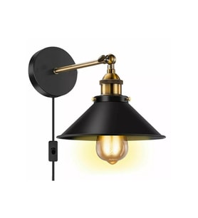 Rsylight Retro Rustik Dekoratif Rustik Siyah Anahtarlı Kablolu Duvar Aplik