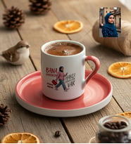 Kişiye Özel Karikatürlü Bana Hayransın Türk Kahvesi Fincanı Doğum Günü Hediyesi
