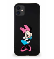 Apple iPhone 11 Soft Premier Kapak Minnie Mouse-D Tasarımlı Silikon Kılıf - Siyah (Şeffaf)