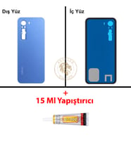 Infinix Hot 60 Pro Mavi Uyumlu Arka Kapak + B7000 Yapıştırıcı Arka Cam Batarya Pil Kapağı Back Cover