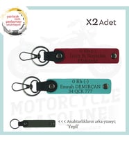 Sevdiğine Özel Hediye, İsim Plaka ve 0 Rh (-) Kan Grubu Yazılı x2 Anahtarlık, Kırmızı-K Turkuaz-Ysl (Çok Renkli)