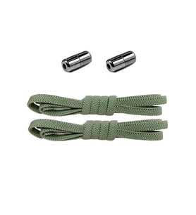 Ayarlanabilir 1 Çift Haki Yeşil Vidalı Kapsül Uçlu 6 MM Lastik Pratik Bağcık