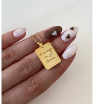 Kişiye Özel 925 Ayar Gümüş Zarif İstediğini Yazdır Fotoğraflı Kolye (Gold)