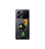 Poco X5 Pro ile Uyumlu Splash Kedi Tasarımlı Şeffaf Silikon Kılıf