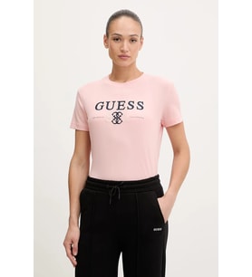 Guess Steffi Bisiklet Yaka Kısa Kollu Kadın Pembe T-shirt V6RI13KD772-C420