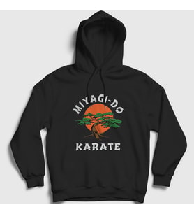 Presmono Unisex Beyaz Miyagi Do Karate Cobra Kai Kapüşonlu Sweatshirt 471120tt (Siyah)