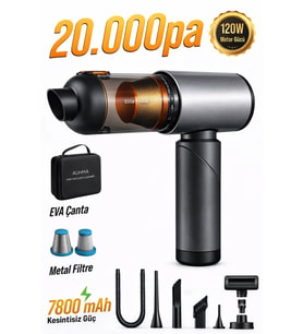 Auhma Elite Power AHV-27 Gri Şarjlı Araç Süpürgesi -20.000 PA Emiş Gücü 7800 Mah