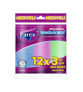 Mikrofiber Karışık Renkli 3 Adet Temizlik Bezi 12 Paket