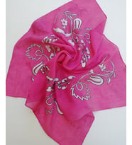 Kare Pamuklu Bandana, El Boyaması Ve Tahta Baskılı Bandana, Fular , Moli Tasarım