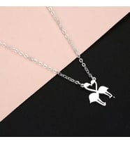 Gümüş  Kalp Flamingo Kolye