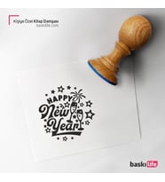 Happy New Year Yeni Yıl Kişiye Özel Kitap Damgası Kitap Mührü Kaşe Kitap Mühür Özel Damga 465