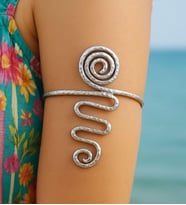Spiral Şekilli Kol Bilekliği Pazılık Gümüş Kaplama El Yapımı Ayarlanabilir Kol Bilekliği Pazılık
