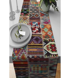 Çok Renkli Patchwork Premium Masa Örtüsü Runner RNR152