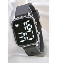 Yeni Siyah Silikon Kordonlu Unisex Genç Kız Kadın Çocuk Led Kol Saati ST-304106