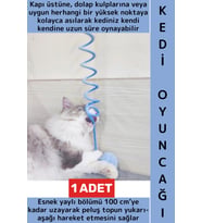 Evcil Hayvan Pet İlgi Çekici Sevimli Eğitici Elastik Yaylı Asılabilir Peluş Kedi Oyun Oltası 100 Cm