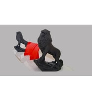 ALPAXA 3D Pleksi Tabanlı Aslan Figürlü Masa İsimliği  Dekoratif Ofis Aksesuarı (Beyaz - Kırmızı - Siyah)
