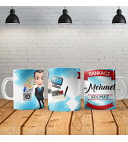 Bankacı Erkek Kişiye Özel Baskılı Yeni Tasarım Kupa Bardak Özel Kutusunda