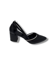 Mergenshoes T011 Siyah Taşlı 5 Cm Kalın Topuk Kadın Ayakkabı