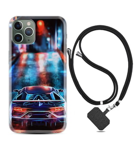 Apple iPhone 11 12 13 14 Pro Max Kılıf Boyun Askılı Silikon Neon Cars 1724