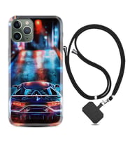 Apple iPhone 11 12 13 14 Pro Max Kılıf Boyun Askılı Silikon Neon Cars 1724