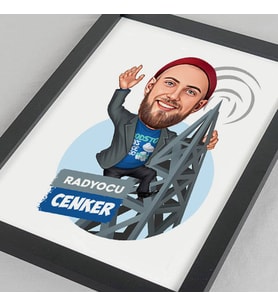 Kişiye Özel Radyocu Erkek Karikatürlü Resim Çerçevesi
