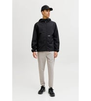 Jack & Jones JCOCLUB Windbreaker Erkek Kapüşonlu Rüzgarlık Mont Hafif Yağmurluk (Siyah)