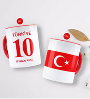 BK Gift Kişiye Özel Euro 2020 Türkiye Tasarımlı Kırmızı Kupa Bardak-1 (Beyaz)
