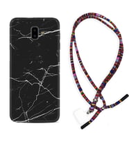 Samsung J6 Plus J7 Prime J7 Pro M20 Kılıf Boyun Asklı Rasta Silikon Siyah Mermer 1299
