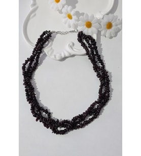SERTİFİKALI GRANAT, GARNET, LAL KIRIKTAŞ DOĞALTAŞ KOLYE ( 3 SIRA )