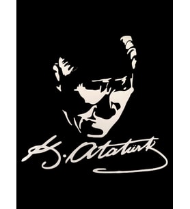 K.Atatürk Silüetli İmzalı Oto Sticker Beyaz 20x20cm BY2