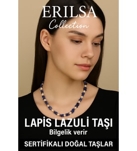 Sertifikalı Kırık Taşlı Model İnci - Lapis Lazuli Taşı Kolye (Çok Renkli)