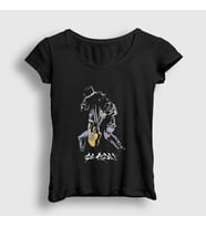Presmono Kadın Siyah Solo Guns N' Roses Slash T-Shirt 40259tt
