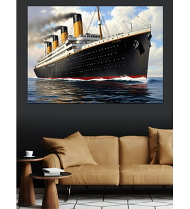 Titanic Gemi Resmi Çizimi Dekoratif Kanvas - Mdf Ahşap Tablo