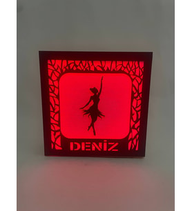 Kişiye Özel Işıklı Balerin Dekoratif Gece Lambası Krmızı