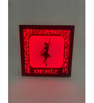 Kişiye Özel Işıklı Balerin Dekoratif Gece Lambası Krmızı