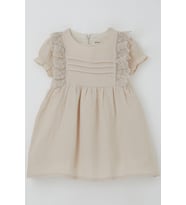Breeze Kız Bebek Elbise Omuz Kısmı Güpür Detaylı Kolları Lastikli 9 Ay-3 Yaş, Bej