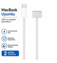 SChitec USB-C MagSafe 3 Şarj Kablos Örgülü 2 Metre MacBook Air Pro Uyumlu Gümüş
