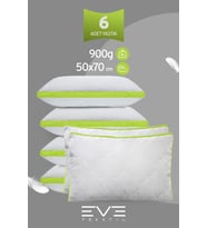 6 Adet Yeşil Serisi Kılıflı Fermuarlı Klimali Antialerjik Silikon Nano Elyaf Yastık 50x70cm (Beyaz)