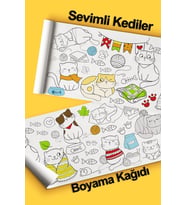 Sevimli Kediler Dev Boyama Kağıdı 2 Metre Kedili Aktivite Rulosu - Çocuk Eğitici Rulo (Karışık)