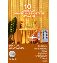 Kumandalı Perde LEDIşığı, 10 Saçaklı Sarı Yılbaşı Dekoru, 8 Mod, Mutfak Işığı