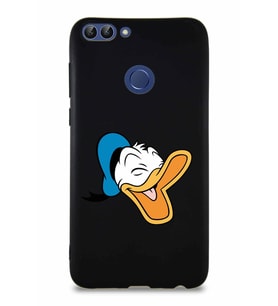 Huawei P Smart Soft Premier Kapak Donald Duck-E Tasarımlı Silikon Kılıf - Siyah (Şeffaf)