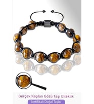 Sertifikalı AAA+ Gerçek Kaplan Gözü Taşı Bileklik - Ayarlamalı (Çok Renkli)