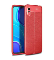 Xiaomi Redmi 9A Deri Görünümlü Silikon Kırmızı