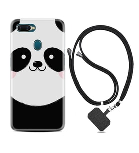 Oppo A5S A15 A16 A54 A55 A73 A74 Kılıf Boyun Askılı Silikon Sevimli Panda 1794