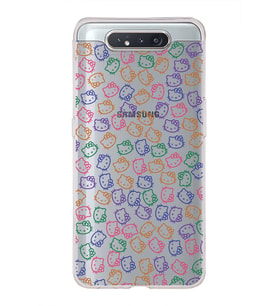 Samsung Galaxy A80 Uyumlu Kapak Hello Kitty Tasarımlı Şeffaf Silikon Kılıf