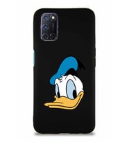 Oppo A52 Soft Premier Kapak Donald Duck-B Tasarımlı Silikon Kılıf - Siyah (Şeffaf)